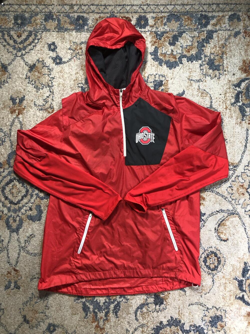 Ohio State Buckeyes Jacket Mens Large Red NCAA Football Nike Hooded Pullover